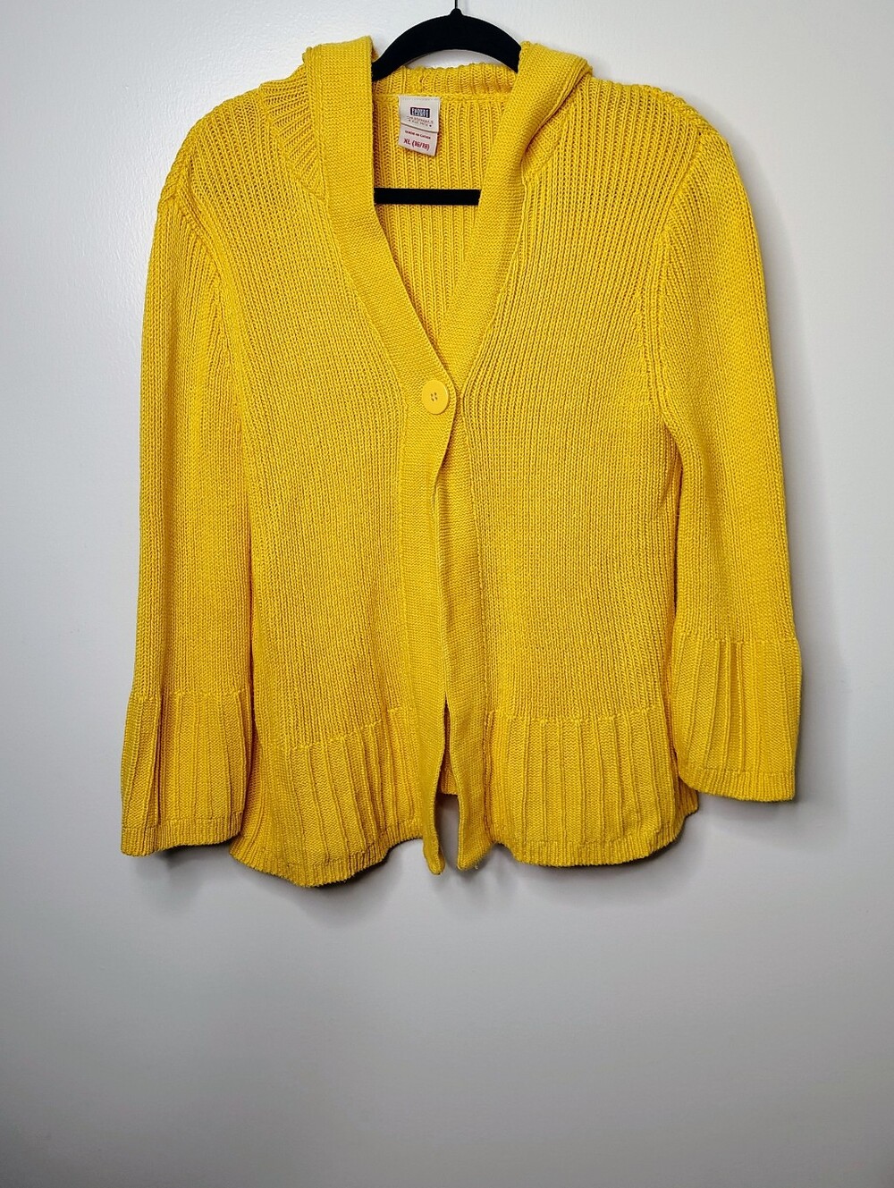 Faded‎ Glory Yellow Hooded Knit Cardigan